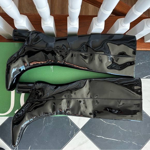 J. Crew Knee High, Round-toe Black Patent Leather Boots, Sz 8.5, NWT! - Picture 4 of 10